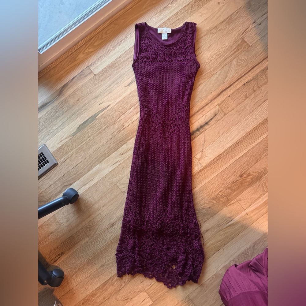 Krochetta by Papillon Elegant Burgundy Lace Dress